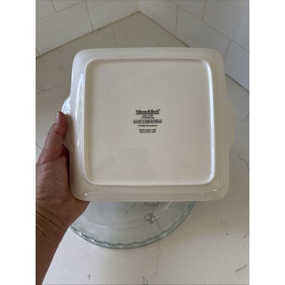 Villeroy & Boch Naif Christmas Square Handled Cake Plate Luxembourg 8" - Picture 10 of 12